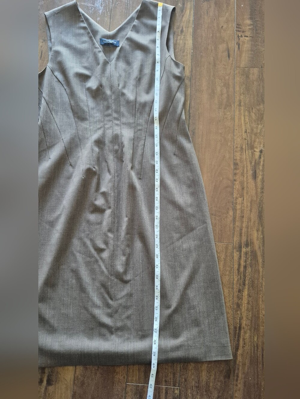 Piazza Sempione Gray Virgin Wool V-Neck Sheath Dress Italy 12 - Picture 5 of 9